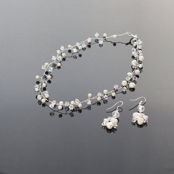 Crystal necklace and earrings set